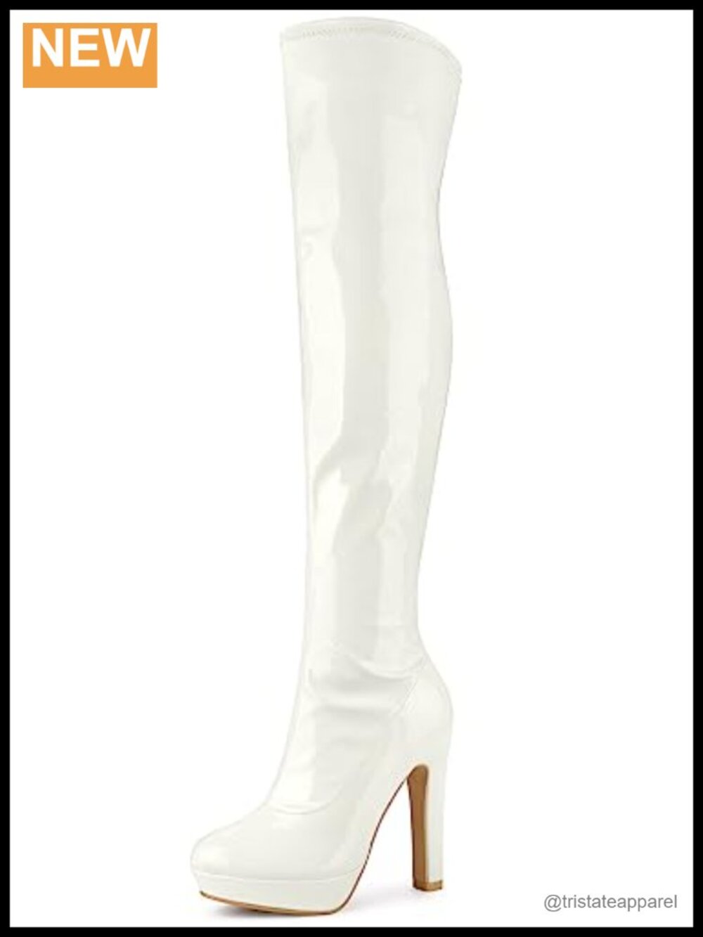 Patent Leather Over Knee High Boots Chunky Platform Heels Zip